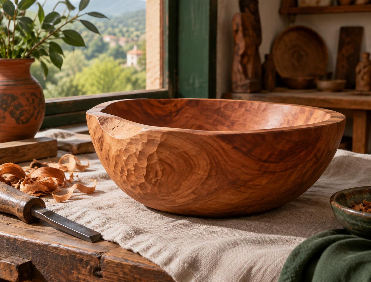 Hand-carved cedar bowl, Valle de Ángeles