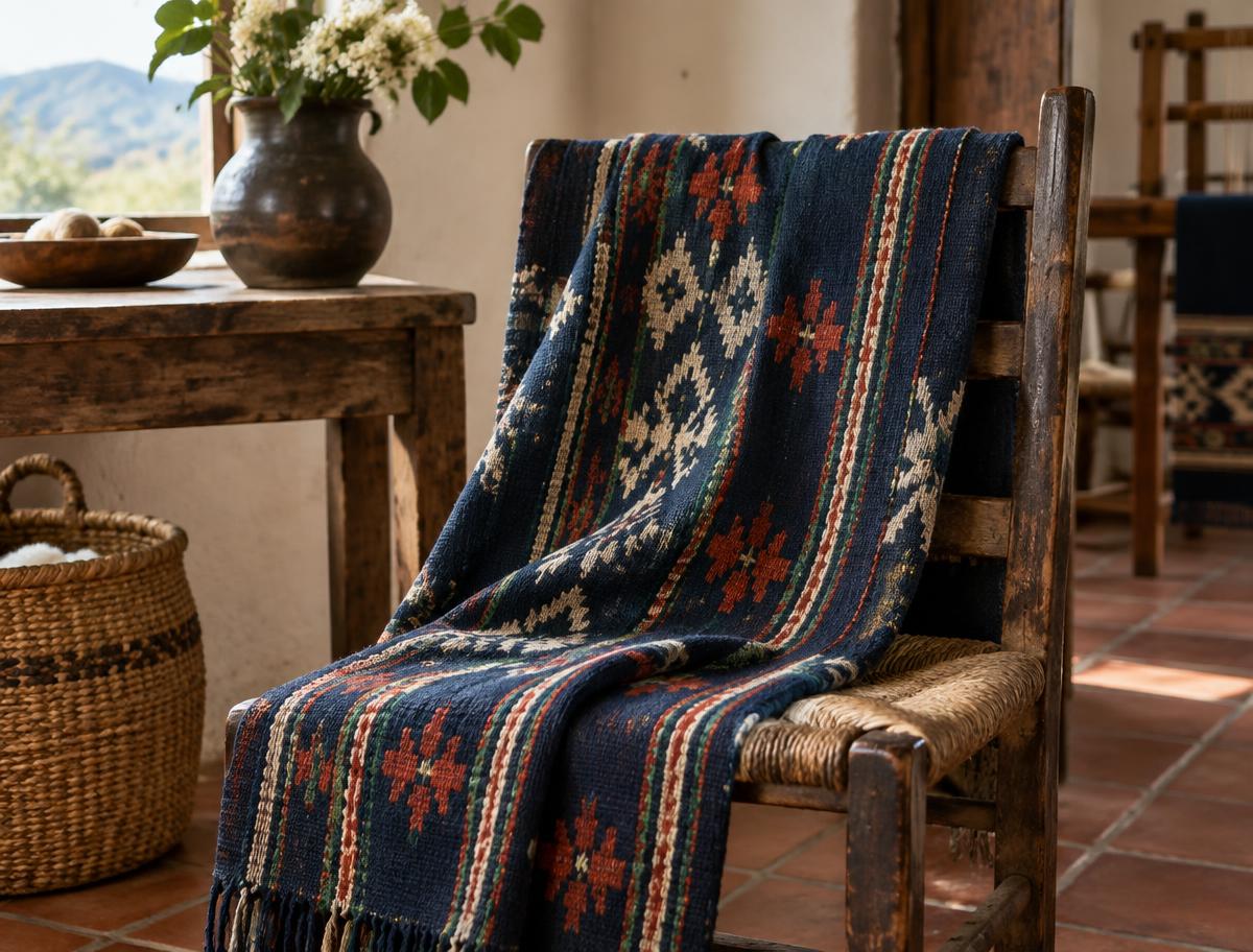 Deep indigo Honduran woven textile